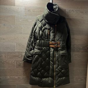 Mango olive green puffer quilted coat
